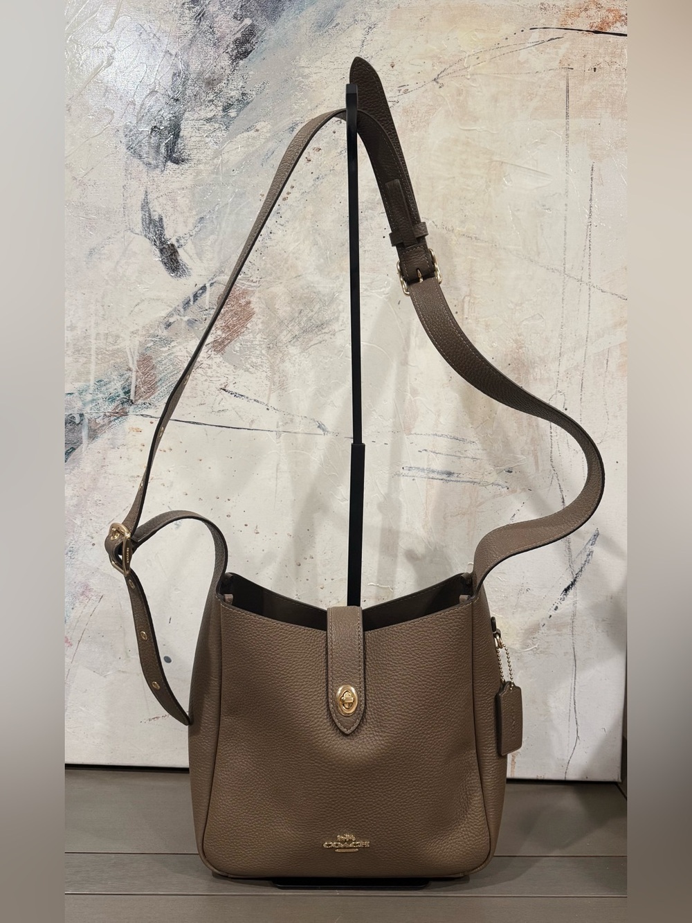 Coach Hadley Convertible Crossbody Bag Dark Stone Pebble Leather - Picture 5 of 11